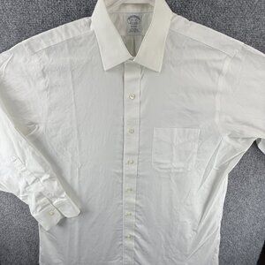 Brooks Brothers Non-Iron 16.5 32 Regent Cotton White Button Up Shirt Solid Mens